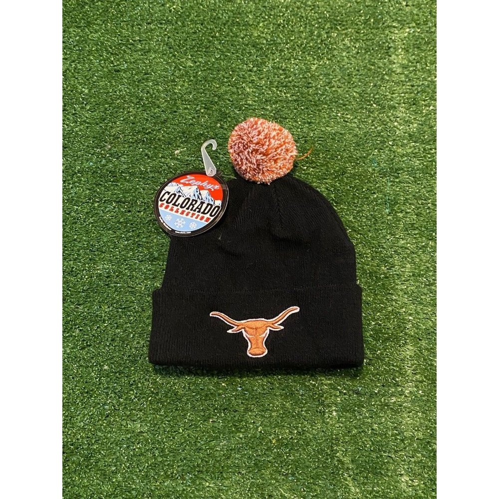 Vintage Texas Longhorns Cuffed winter stocking hat NWT black Zephyr Graf-X
